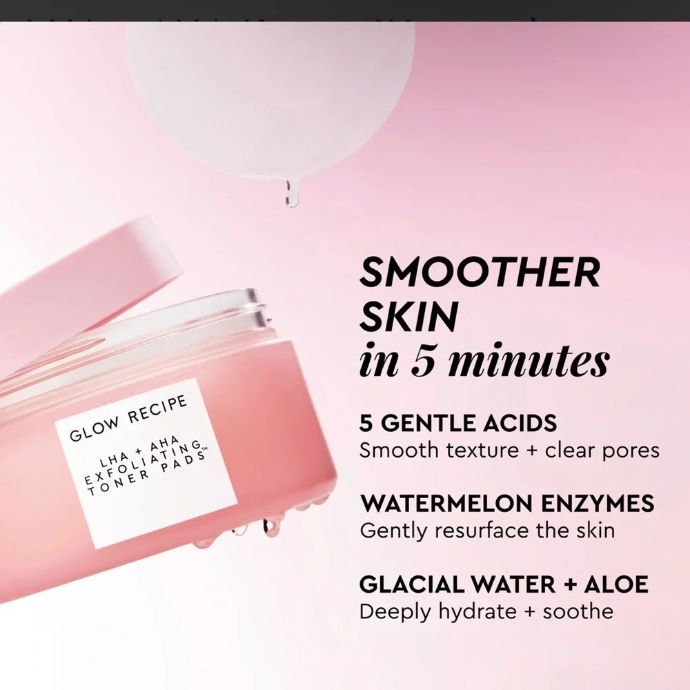NEW Glow Recipe LHA + AHA Korean Watermelon Toner Pads